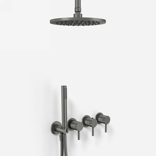 Semplice STB801 S08 -  Regn DeLux SmartTerm Ø20 cm EasyClean, Tak, PVD Matt Gun Metal