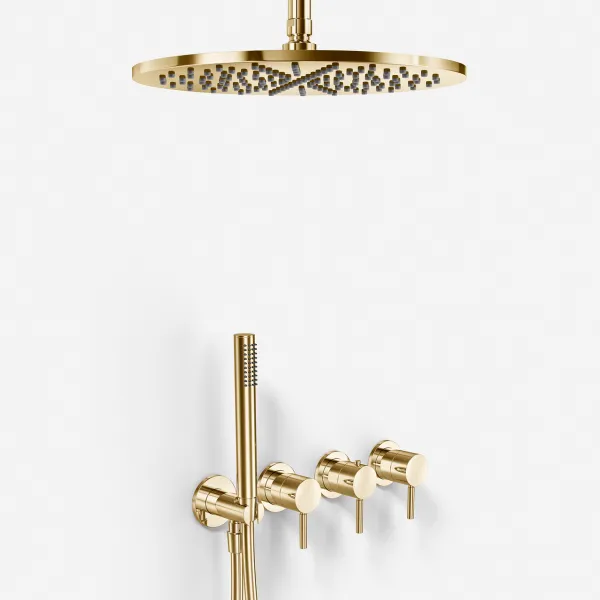 Semplice STB801 S10 - Regn DeLux SmartTerm Ø30 cm EasyClean, Tak, Mässing Natur