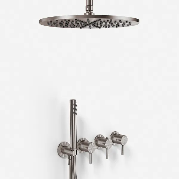 Semplice STB801 S10 - Rain DeLux SmartTerm Ø30 cm EasyClean, tak, PVD Borstad stål 