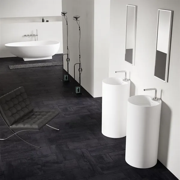 Space 45 - Ø45xh90 Sockeltvättställ, Matt Vit SolidTec®
