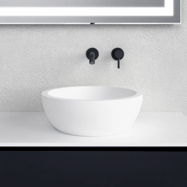 Spoon O - Ø42 Handfat, Matt vit SolidTec®