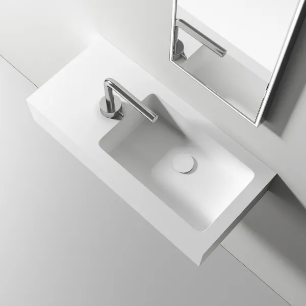 Waterproof 70R - 70x32 cm diskho till höger, Matt Vit SolidTec®
