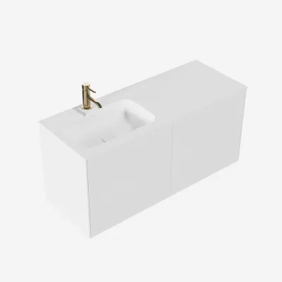 Pulcher Mood 120L Soft - Badrumsmöbel 120x46 cm, mattvit med SolidTec® handfat