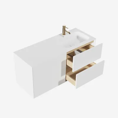 Pulcher Mood 120R Soft - Badrumsmöbel 120x46 cm, mattvit med SolidTec® handfat