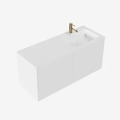 Pulcher Mood 120R Soft - Badrumsmöbel 120x46 cm, mattvit med SolidTec® handfat