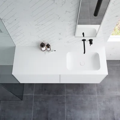 Pulcher Mood 140R Soft - Badrumsmöbel 140x46, Matt Vit SolidTec®