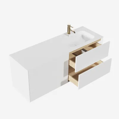 Pulcher Mood 140R Soft - Badrumsmöbel 140x46, Matt Vit SolidTec®