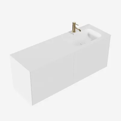 Pulcher Mood 140R Soft - Badrumsmöbel 140x46, Matt Vit SolidTec®
