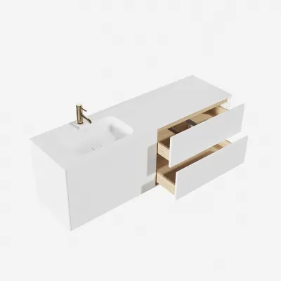 Pulcher Mood 160L Soft - Badrumsmöbel 160x46 cm, mattvit med SolidTec® handfat
