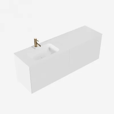 Pulcher Mood 160L Soft - Badrumsmöbel 160x46 cm, mattvit med SolidTec® handfat