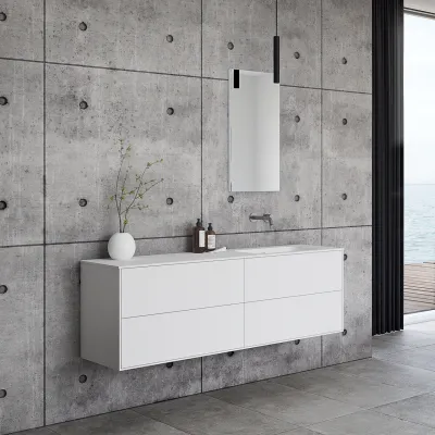 Pulcher Mood 160R Soft - Badrumsmöbel 160x46 cm, mattvit med SolidTec® handfat