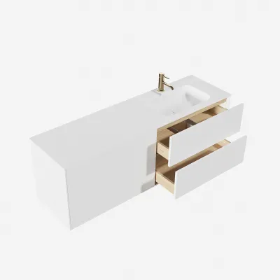 Pulcher Mood 160R Soft - Badrumsmöbel 160x46 cm, mattvit med SolidTec® handfat