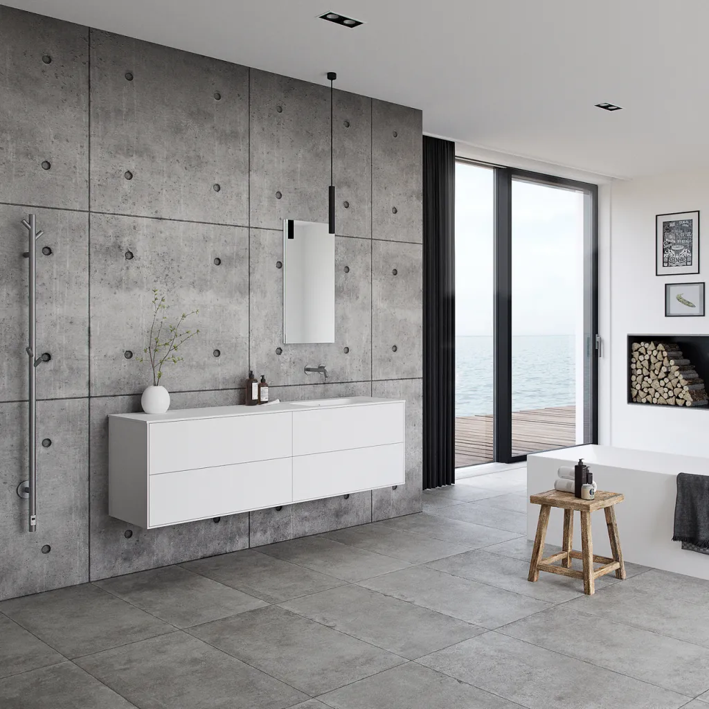 Pulcher Mood 180R Soft - Badrumsmöbel 180x46 cm, mattvit med SolidTec® handfat