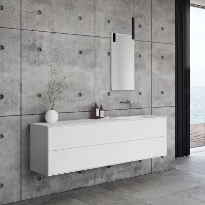 Pulcher Mood 180R Soft - Badrumsmöbel 180x46 cm, mattvit med SolidTec® handfat