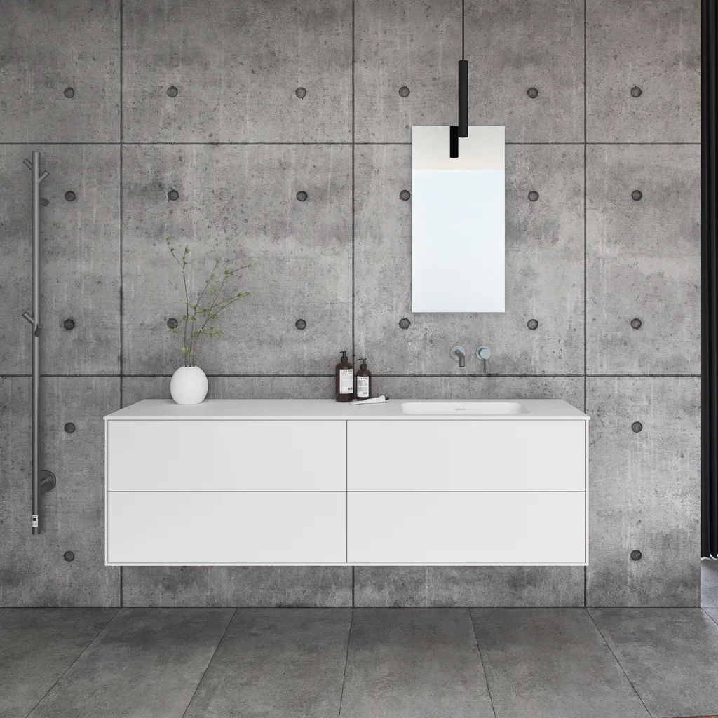 Pulcher Mood 180R Soft - Badrumsmöbel 180x46 cm, mattvit med SolidTec® handfat