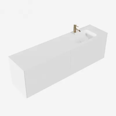 Pulcher Mood 180R Soft - Badrumsmöbel 180x46 cm, mattvit med SolidTec® handfat