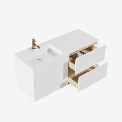 Pulcher Mood 120L Soho - Badrumsmöbel 120x46 cm, mattvit med SolidTec® handfat