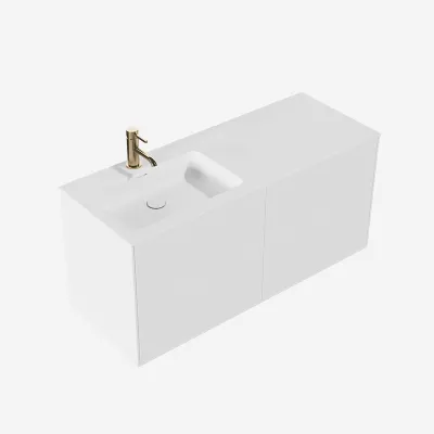 Pulcher Mood 120L Soho - Badrumsmöbel 120x46 cm, mattvit med SolidTec® handfat