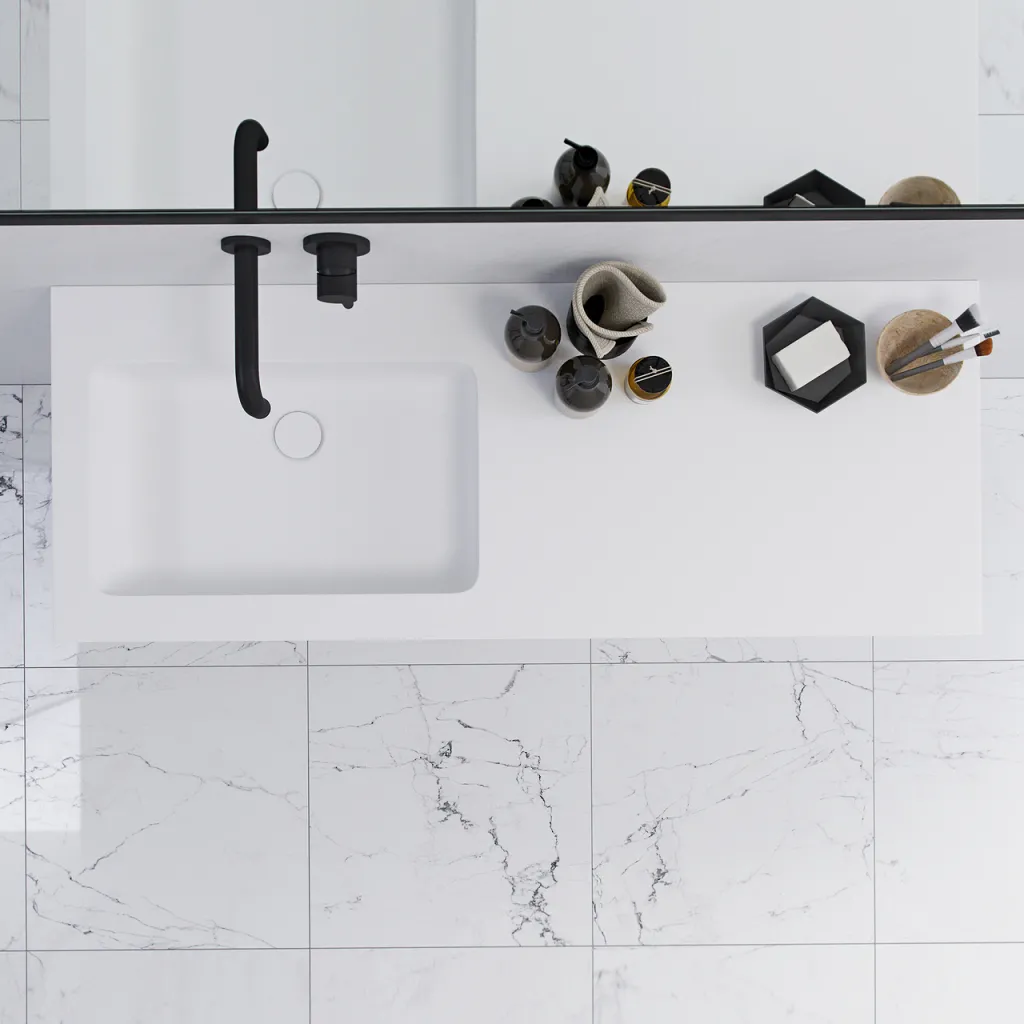 Pulcher Mood 120L Soho - Badrumsmöbel 120x46 cm, mattvit med SolidTec® handfat
