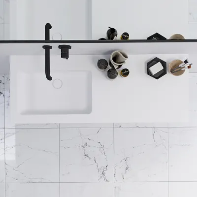 Pulcher Mood 120L Soho - Badrumsmöbel 120x46 cm, mattvit med SolidTec® handfat