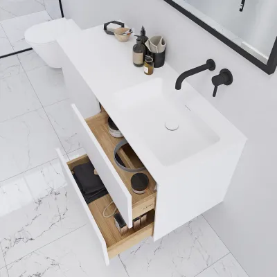 Pulcher Mood 120R Soho - Badrumsmöbel 120x46 cm, Mathvid m/ SolidTec® handfat