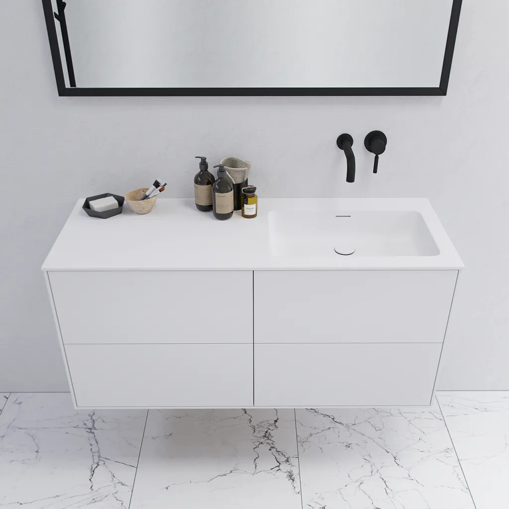 Pulcher Mood 120R Soho - Badrumsmöbel 120x46 cm, Mathvid m/ SolidTec® handfat