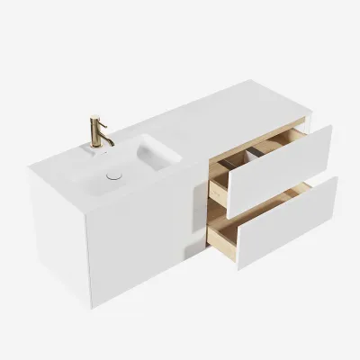 Pulcher Mood 140L Soho - Badrumsmöbel 140x46 cm, mattvit med SolidTec® handfat