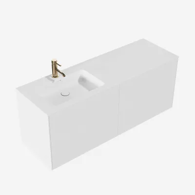 Pulcher Mood 140L Soho - Badrumsmöbel 140x46 cm, mattvit med SolidTec® handfat