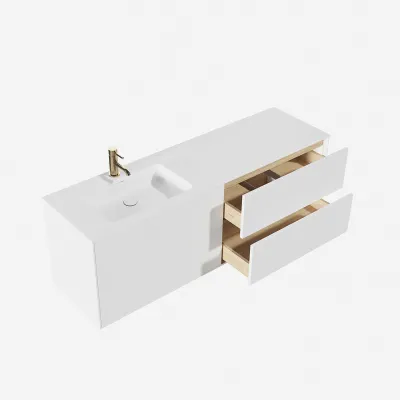 Pulcher Mood 160L Soho - Badrumsmöbel 160x46 cm, mattvit med SolidTec® handfat