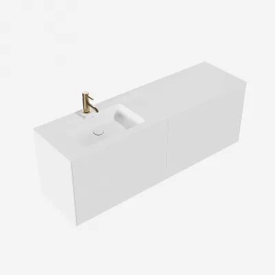 Pulcher Mood 160L Soho - Badrumsmöbel 160x46 cm, mattvit med SolidTec® handfat
