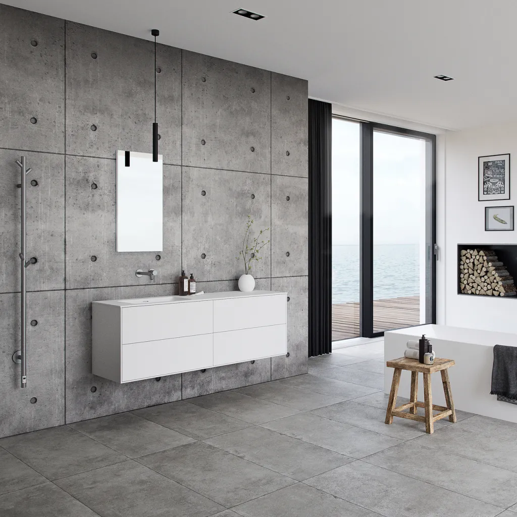 Pulcher Mood 160L Soho - Badrumsmöbel 160x46 cm, mattvit med SolidTec® handfat