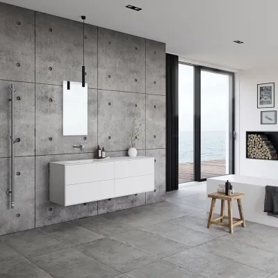 Pulcher Mood 160L Soho - Badrumsmöbel 160x46 cm, mattvit med SolidTec® handfat
