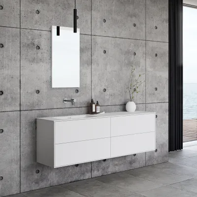 Pulcher Mood 160L Soho - Badrumsmöbel 160x46 cm, mattvit med SolidTec® handfat
