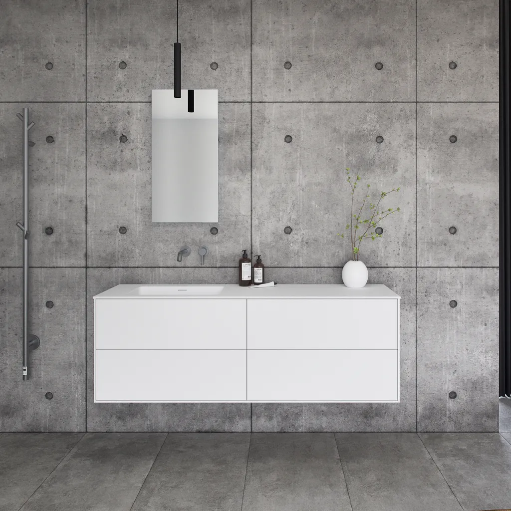 Pulcher Mood 160L Soho - Badrumsmöbel 160x46 cm, mattvit med SolidTec® handfat