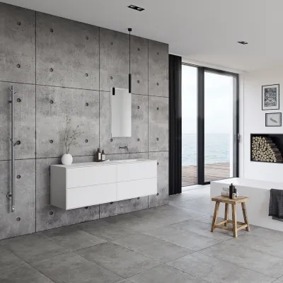 Pulcher Mood 160R Soho - Badrumsmöbel 160x46 cm, mattvit med SolidTec® handfat