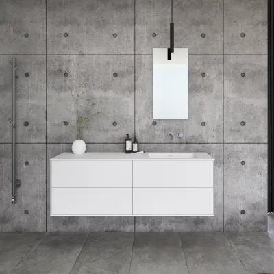 Pulcher Mood 160R Soho - Badrumsmöbel 160x46 cm, mattvit med SolidTec® handfat