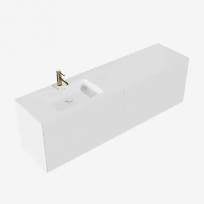 Pulcher Mood 180L Soho - Badrumsmöbel 180x46 cm, mattvit med SolidTec® handfat