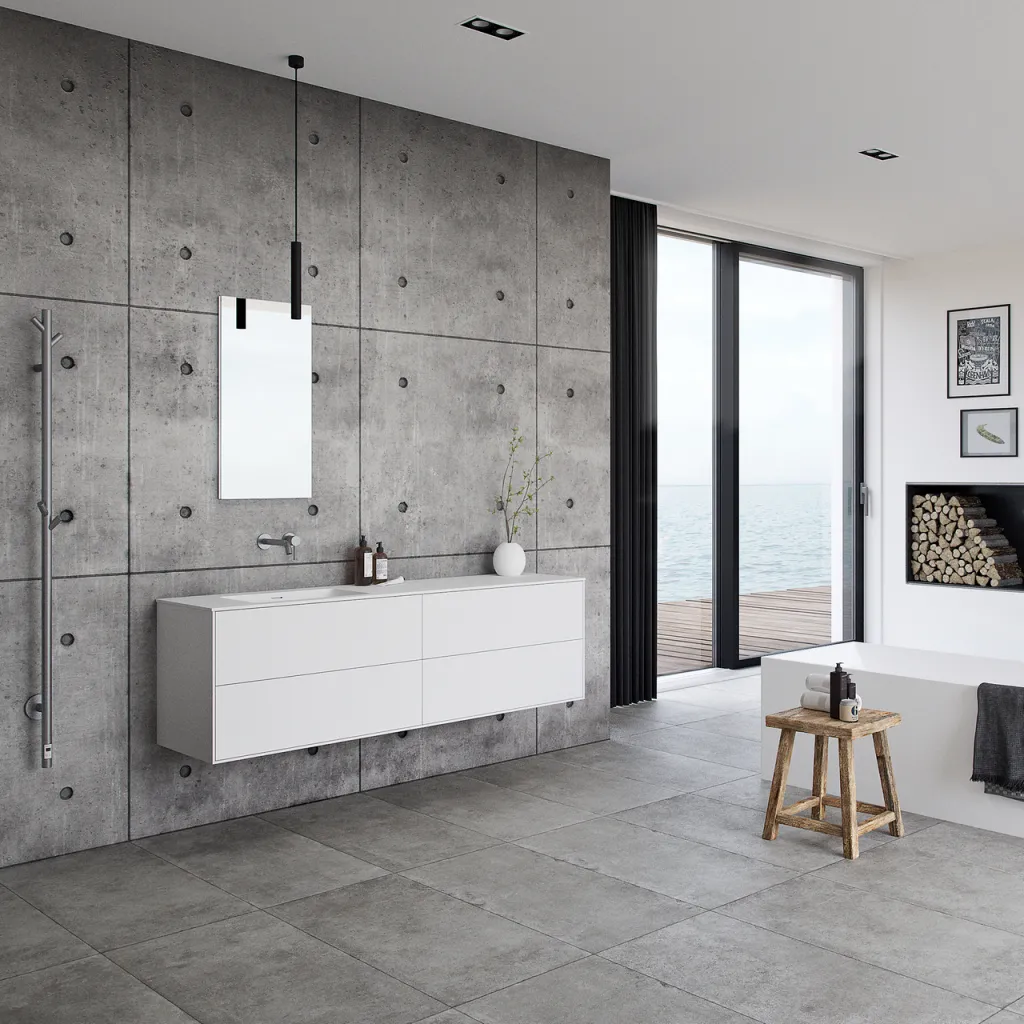 Pulcher Mood 180L Soho - Badrumsmöbel 180x46 cm, mattvit med SolidTec® handfat