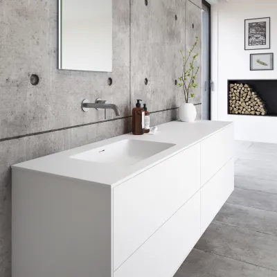 Pulcher Mood 180L Soho - Badrumsmöbel 180x46 cm, mattvit med SolidTec® handfat
