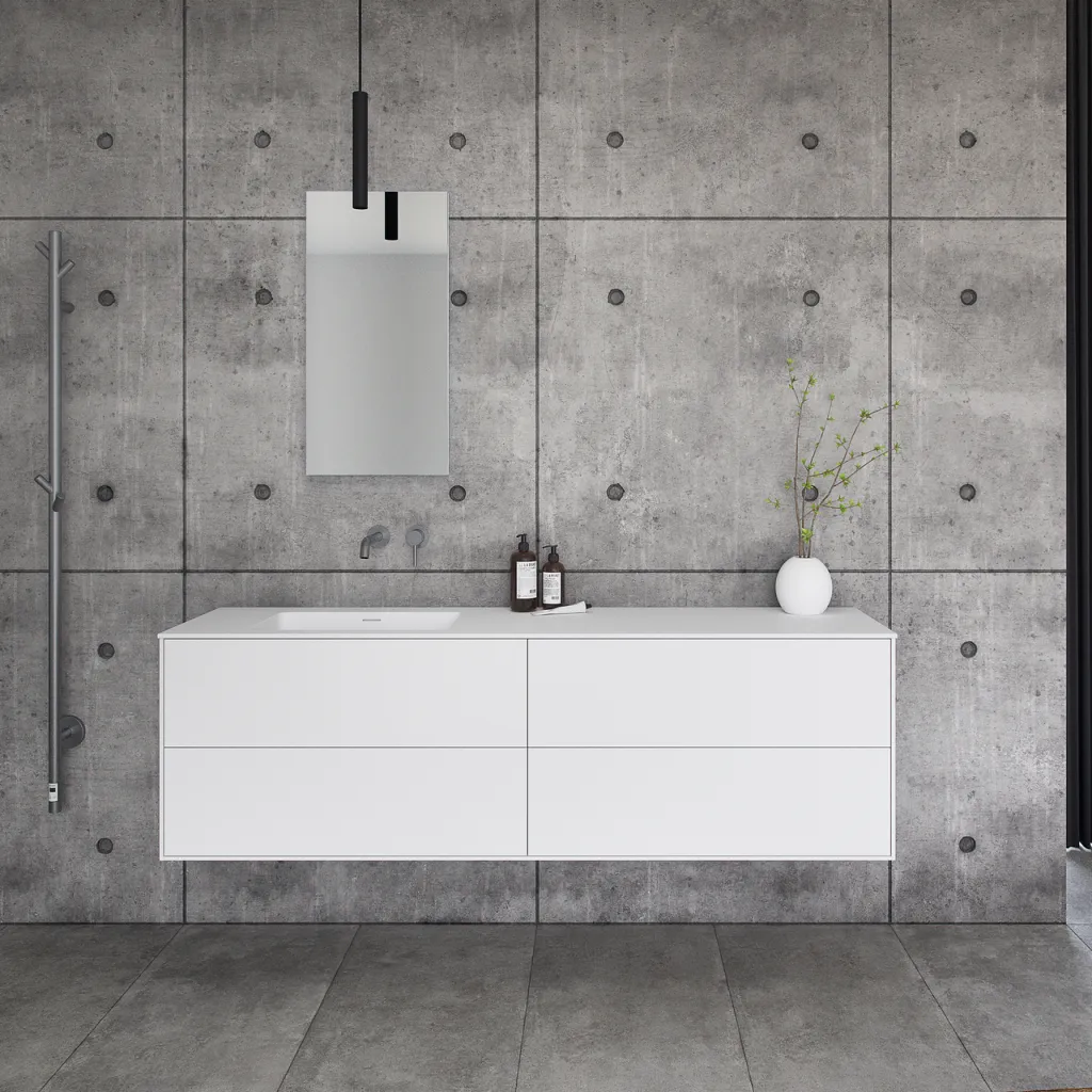 Pulcher Mood 180L Soho - Badrumsmöbel 180x46 cm, mattvit med SolidTec® handfat