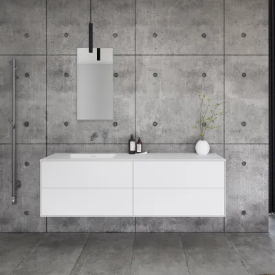 Pulcher Mood 180L Soho - Badrumsmöbel 180x46 cm, mattvit med SolidTec® handfat