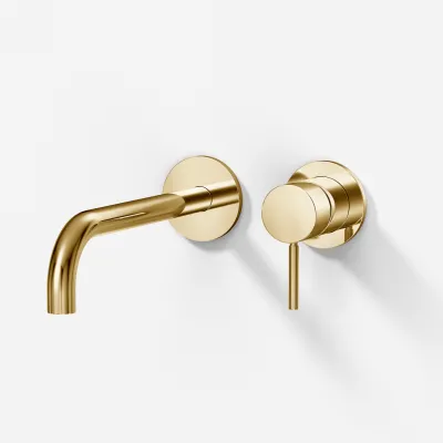 Semplice SHV502 - Engreppsblandare för tvättställ, 22 cm pip, polerad mässing naturfärg