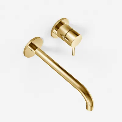 Semplice SHV502 - Engreppsblandare för tvättställ, 22 cm pip, polerad mässing naturfärg