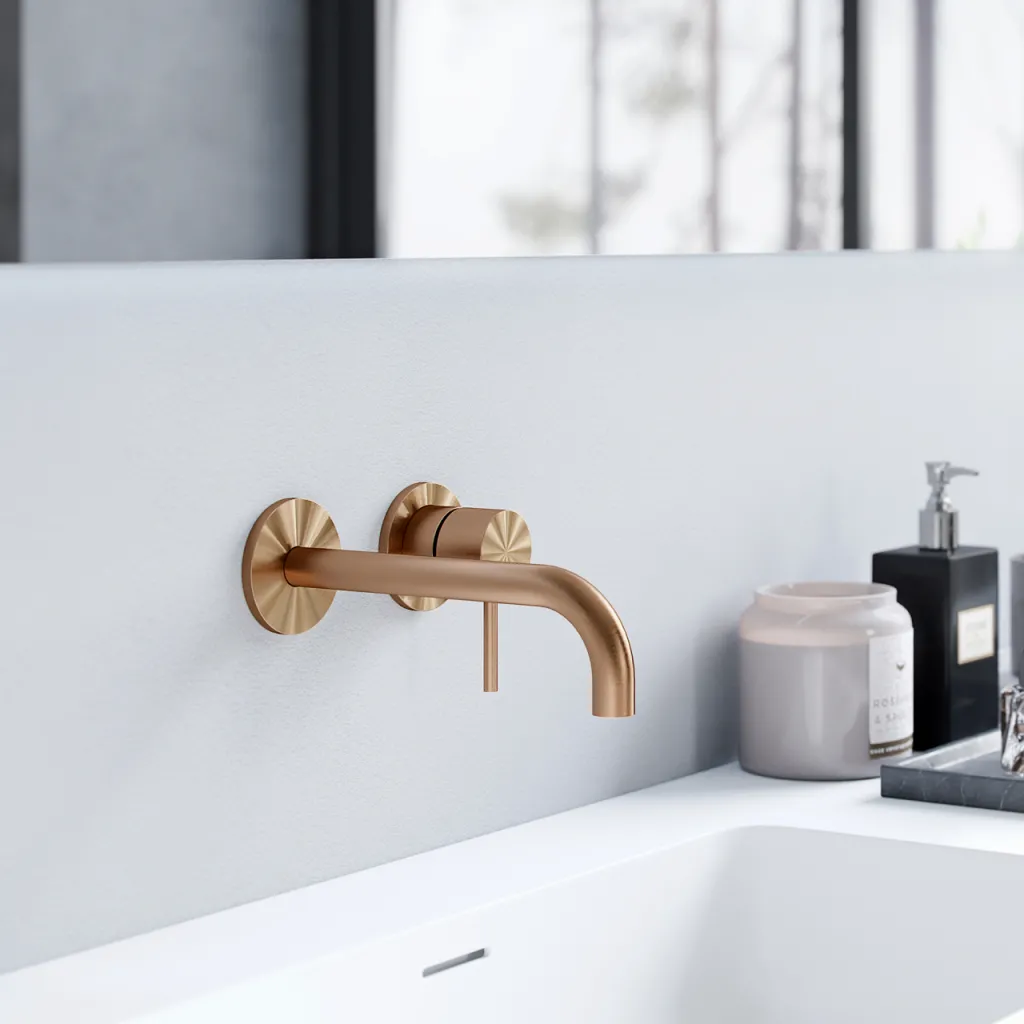 Semplice SHV502 - Engreppsblandare för tvättställ, 22 cm pip, PVD borstad koppar
