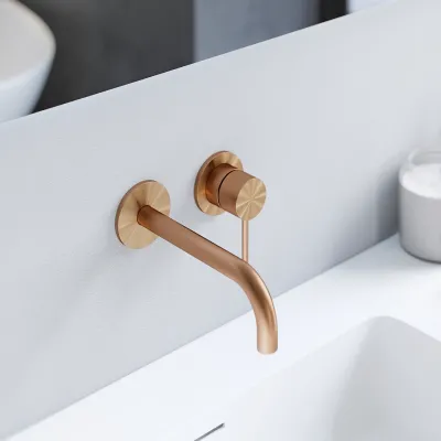 Semplice SHV502 - Engreppsblandare för tvättställ, 22 cm pip, PVD borstad koppar