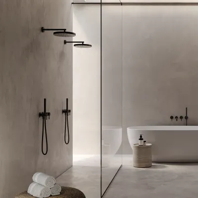 Semplice SBR801 S01 - Duschset, XL Rain DeLux Ø24 cm, Mattsvart