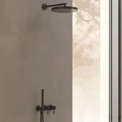 Semplice SBR801 S01 - Duschset, XL Rain DeLux Ø24 cm, Mattsvart