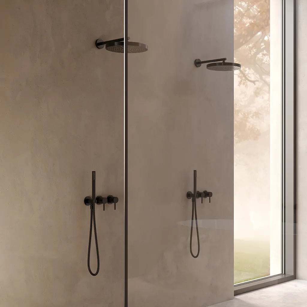 Semplice SBR801 S01 - Duschset, XL Rain DeLux Ø24 cm, Mattsvart