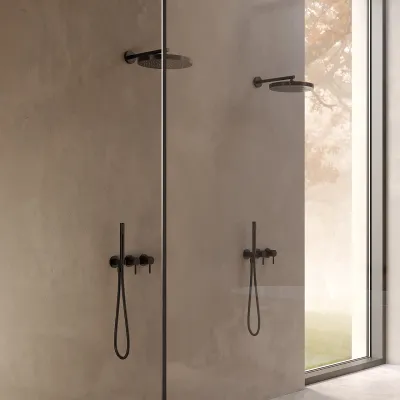 Semplice SBR801 S01 - Duschset, XL Rain DeLux Ø24 cm, Mattsvart