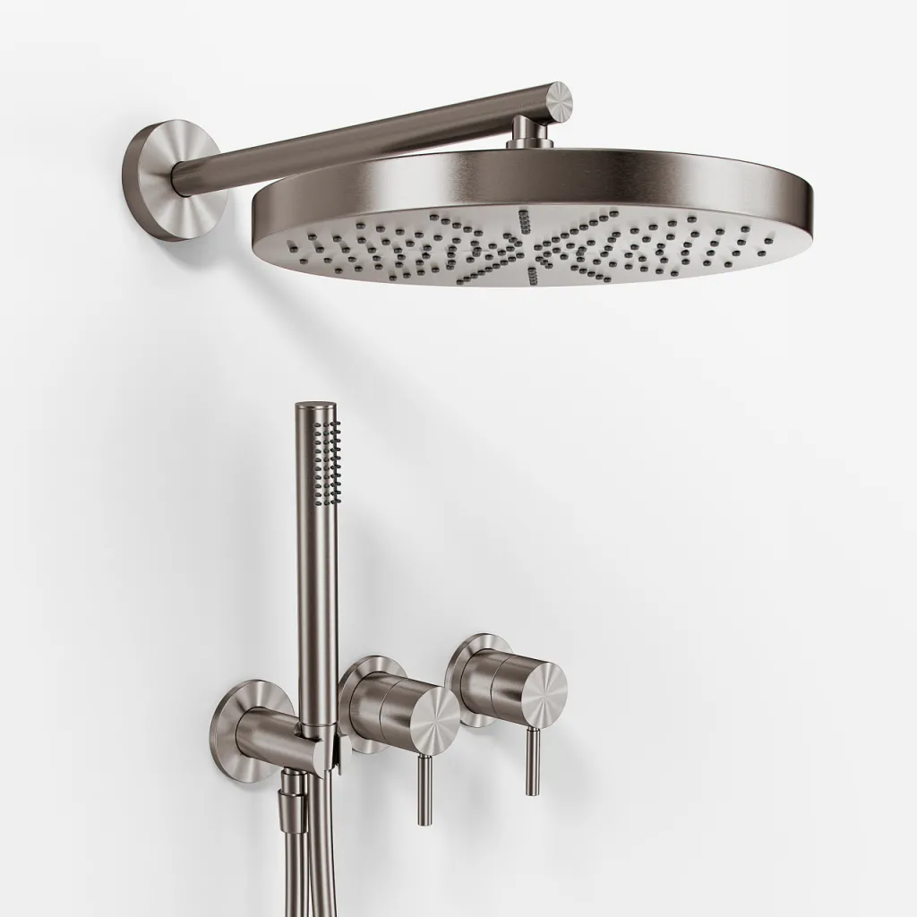 Semplice SBR801 S02 - XXL Rain DeLux Ø28 cm, PVD borstat stål
